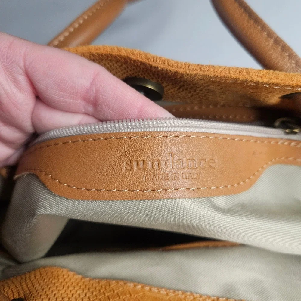 Sundance Orange Snakeskin Embossed‎ Leather Shoulder Bag Made in Italy Boho Hobo